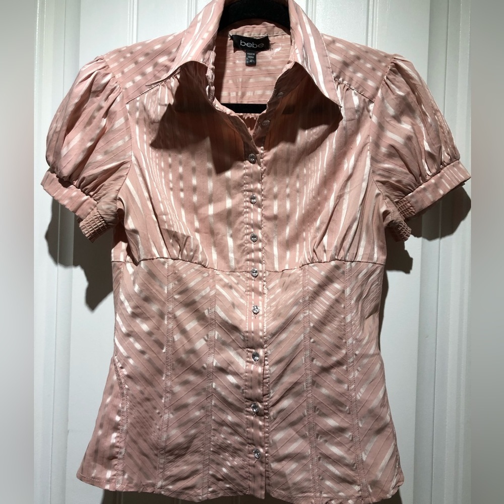 Bebe corset style button down top